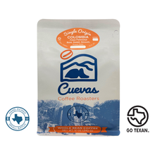 Load image into Gallery viewer, This Amazing Coffee comes from a Cuevas Coffee Partner farm in Colombia "Finca Palmichal" Located in La Coqueta, Genova, Quindio at an elevation of 1,560m, this Castillo 100% Arabica coffee produces a Floral Aroma with the distinct flavors of Tangerine, Pineapple, Mixed Berries.