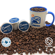 Load image into Gallery viewer, O.G. K-Cups | Organic Coffee | Freshly roasted | The O.G. Cuevas Blend pays homage to the "Original Gangsta's" of Cuevas Coffee. This signature blend coffee is created from a mixture of our Colombia, Guatemala, and Tanzania Single Origin coffees, which when roasted together creates an amazingly bold and smooth tasting coffee with distinct flavor notes from all three of the O.G. coffees. It also exudes some mild acidity and a very clean body.
